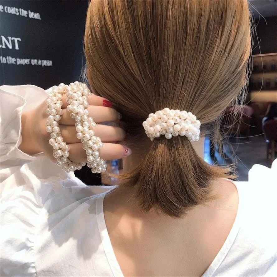 Woman Elegant Pearl Hair Ties  - đánh giá và giá Silicone Band Women