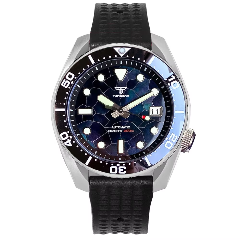 Tandorio 42.5mm Japan NH35A Au - đánh giá và giá Rubber Strap Diver