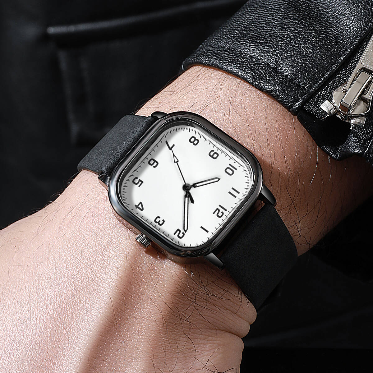 Fashion Square Men Watches Sim - đánh giá và giá Leather Watch Band Men