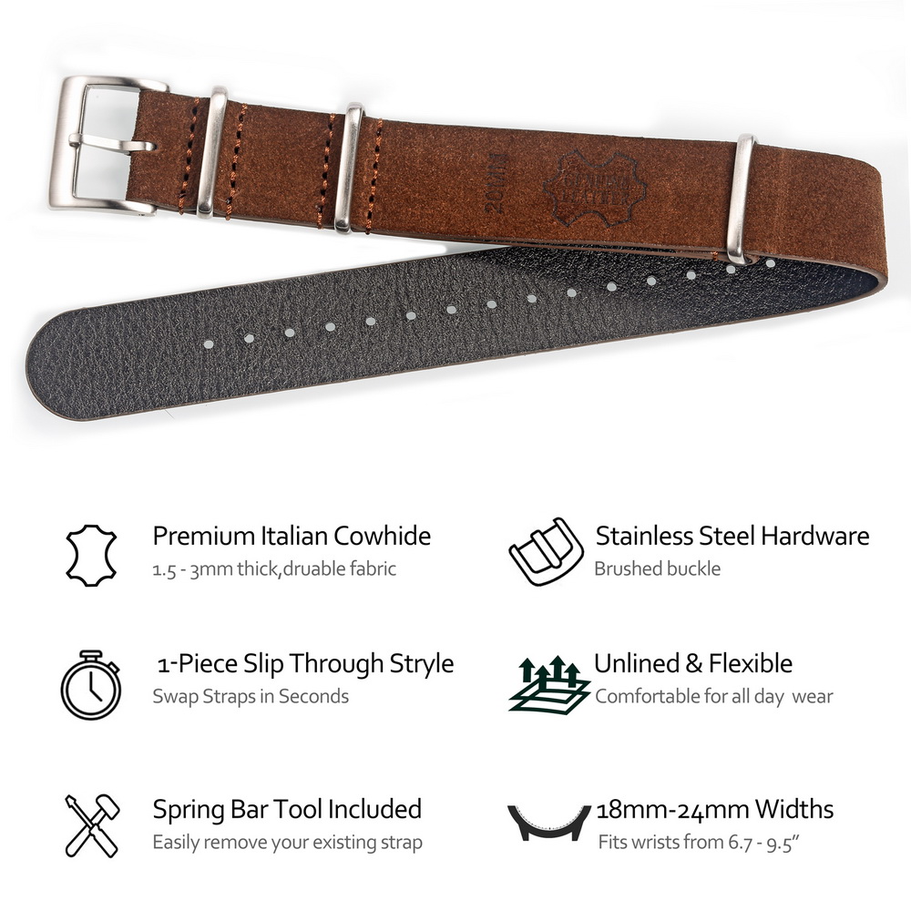 HEMSUT Genuine Leather Watch B - đánh giá và giá Tropic Strap Vintage