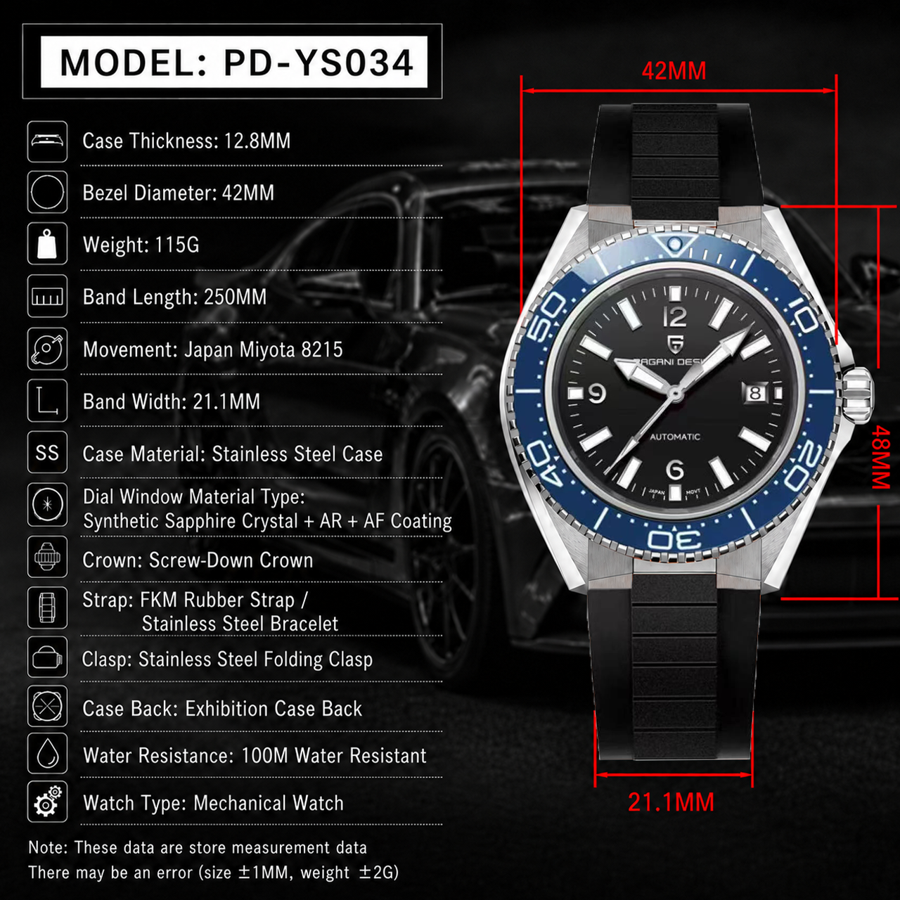 Pagani Design New Men's Mechan - đánh giá và giá Rubber Strap Diver