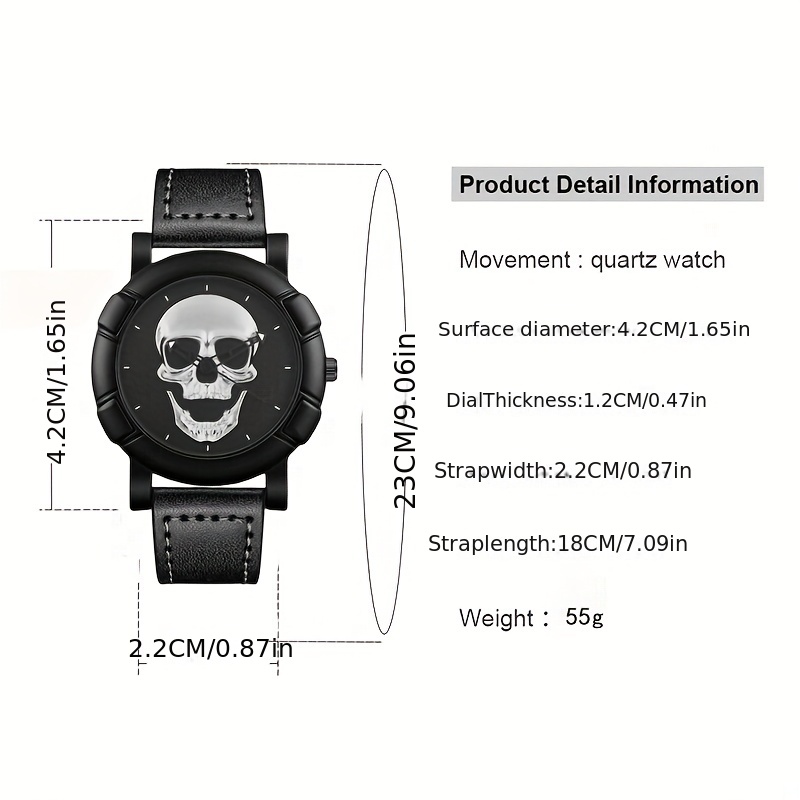 Skull Pattern Multi Display Po - đánh giá và giá Leather Watch Band Men