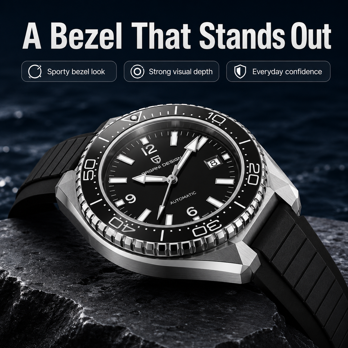 Pagani Design Luxury Men's Aut - đánh giá và giá Rubber Strap Diver