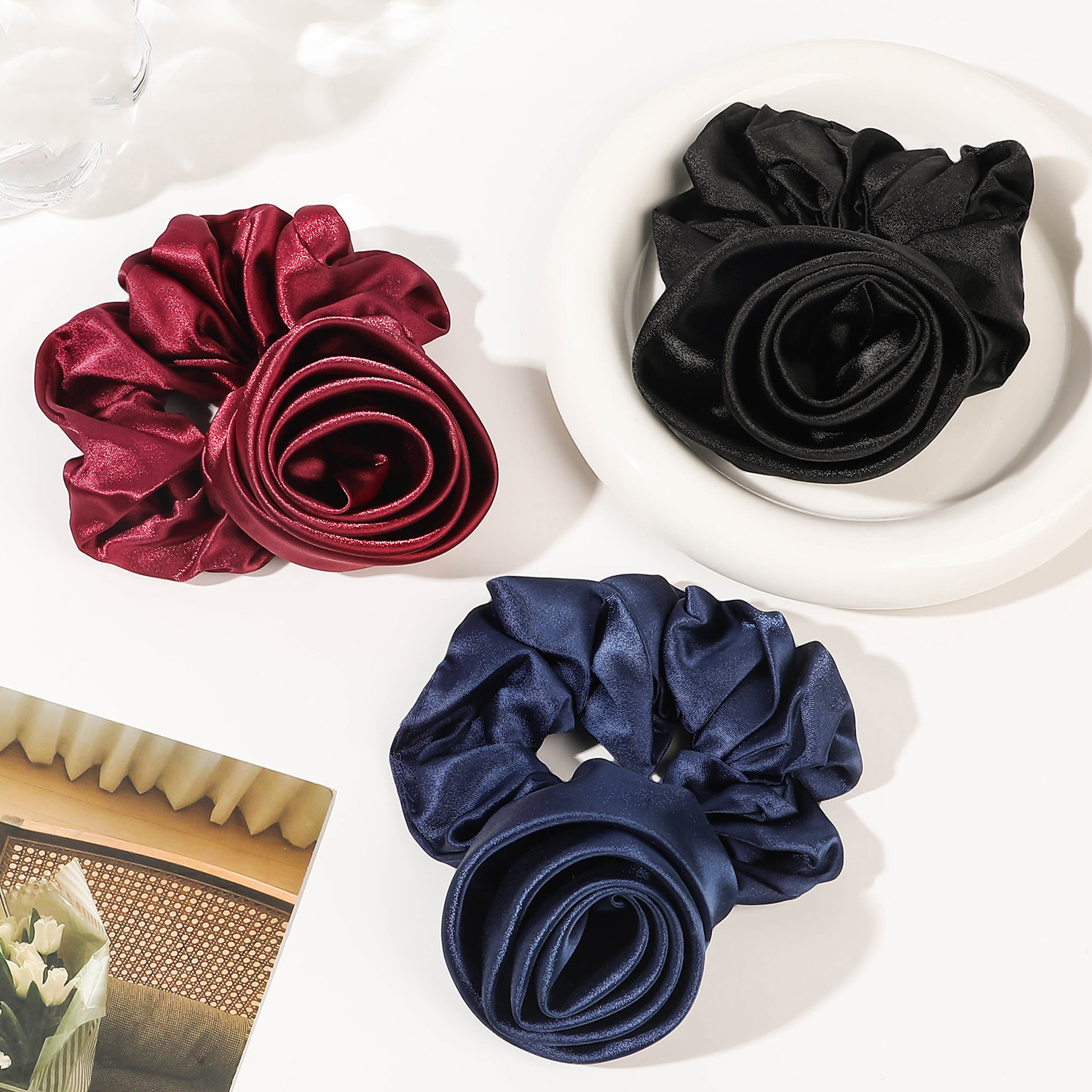 Korean Women Rose Elastic Hair - đánh giá và giá Silicone Band Women