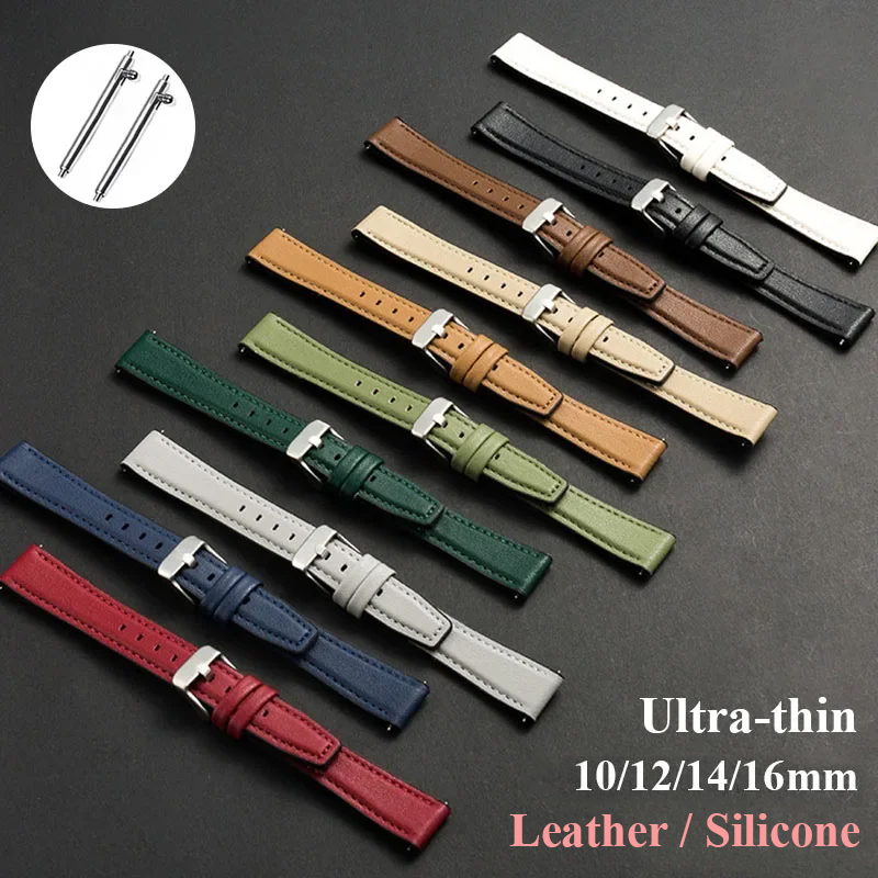 Ultra-thin Leather Watch Band  - đánh giá và giá Leather Strap Quick Release